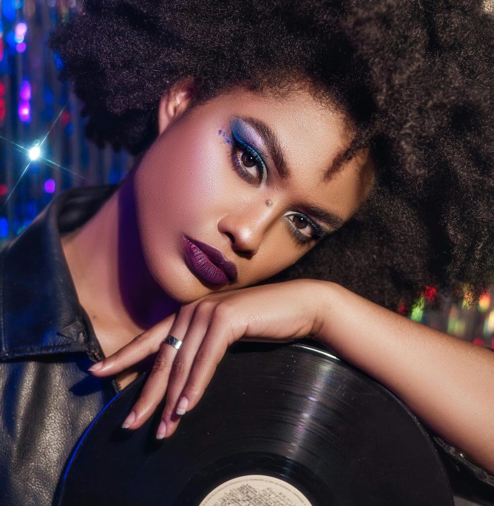 Woman with vinyl disk